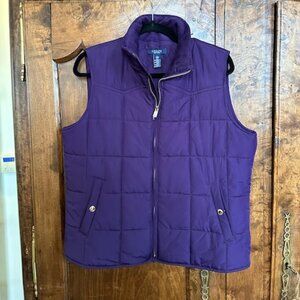 CHAPS Vibrant Purple Quilted Vest, Size L